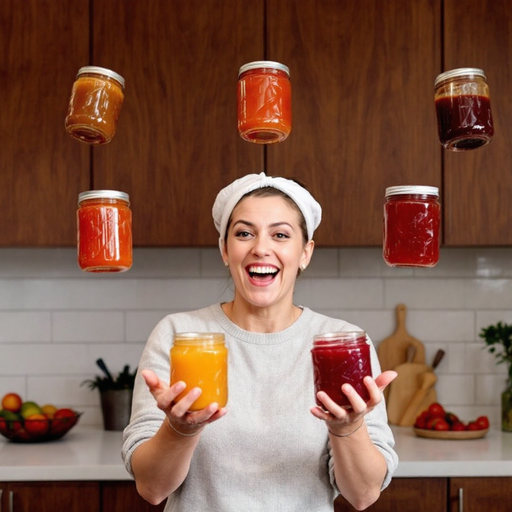 AI-Generated Image: Juggling Jam Jars